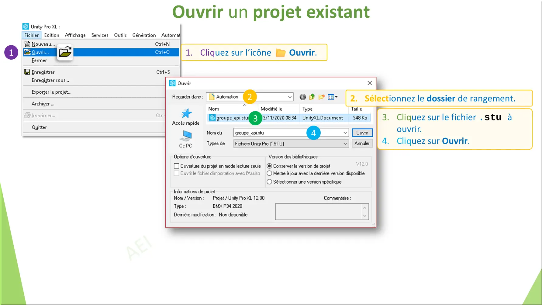 Ouvrir un projet existant